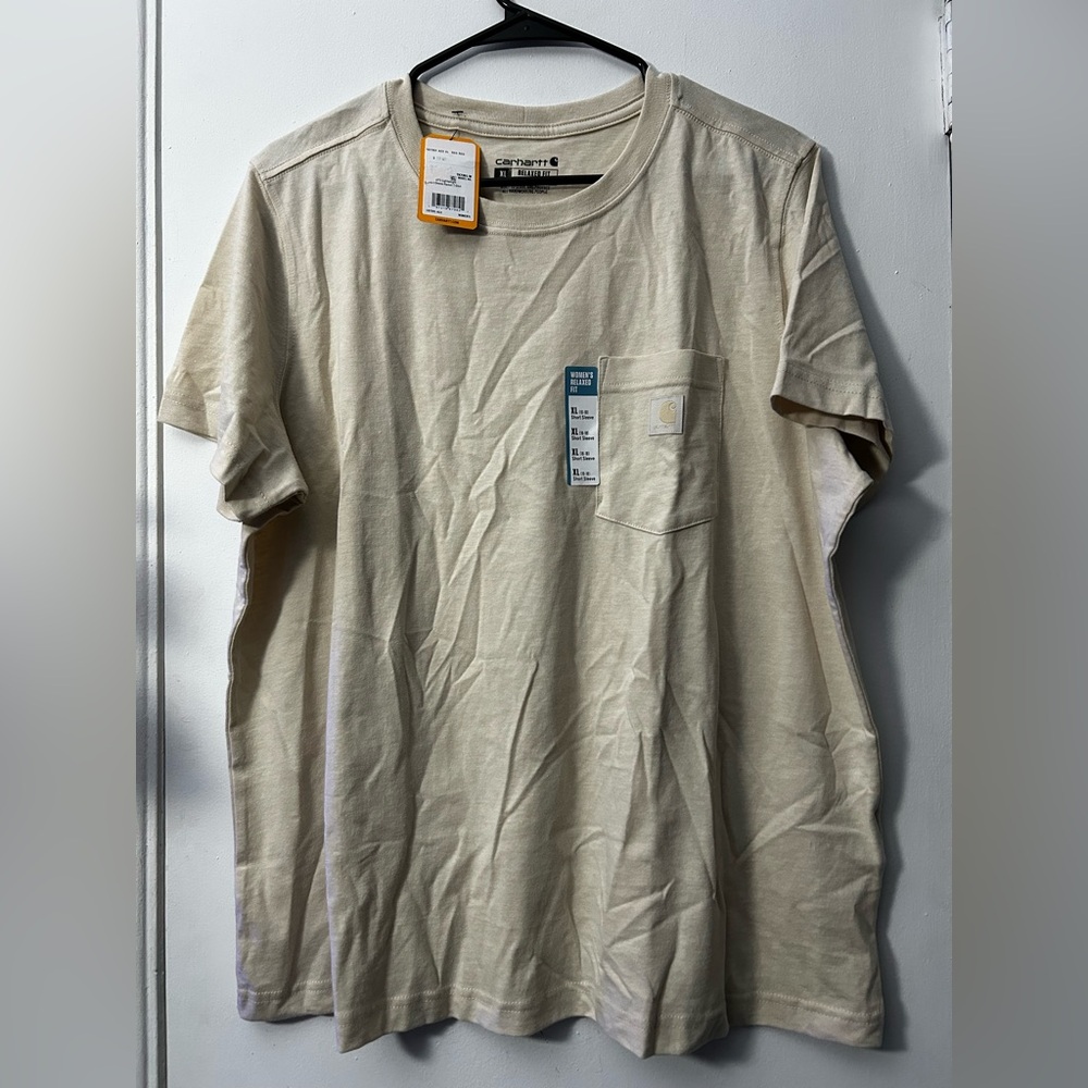 Carhartt Women's Beige Short Sleeve Pocket Tee